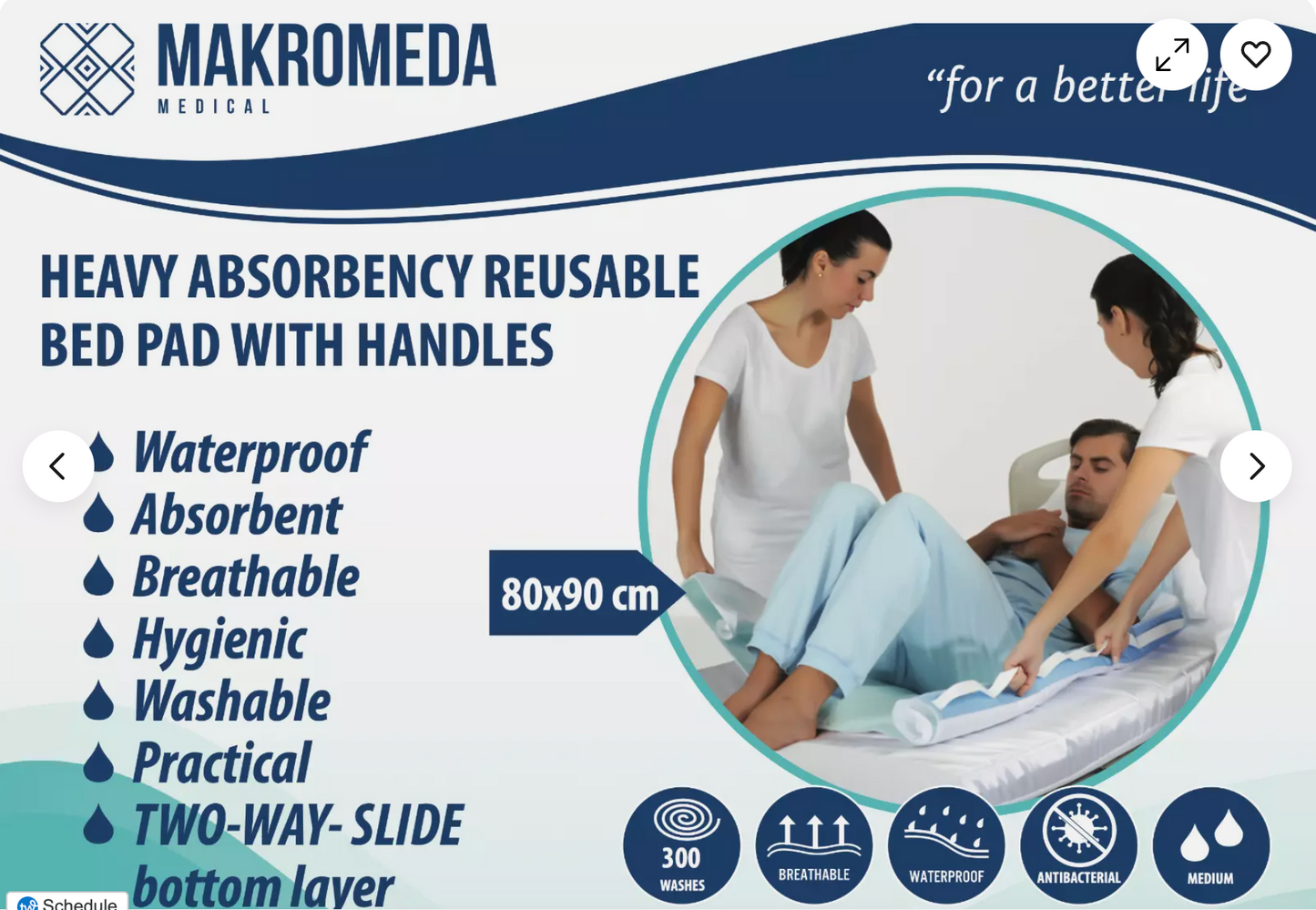 Incontinence Bed Pads with Handles Washable Bed Protector for Easy Lift Transfer witha slippery base