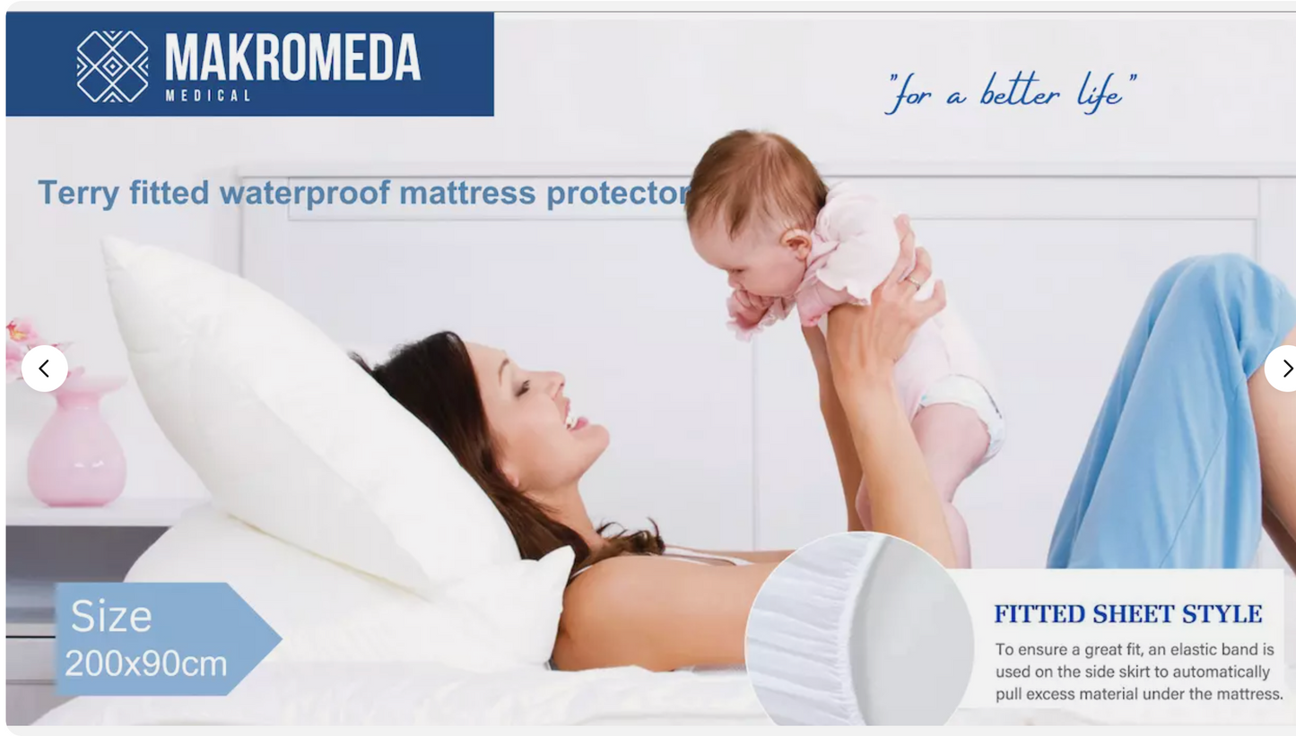 Terry Fitted Waterproof Mattress Protector - 200x90cm Soft, Breathable & Secure
