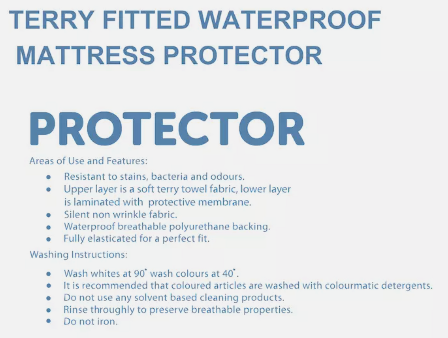 Terry Fitted Waterproof Mattress Protector - 200x90cm Soft, Breathable & Secure
